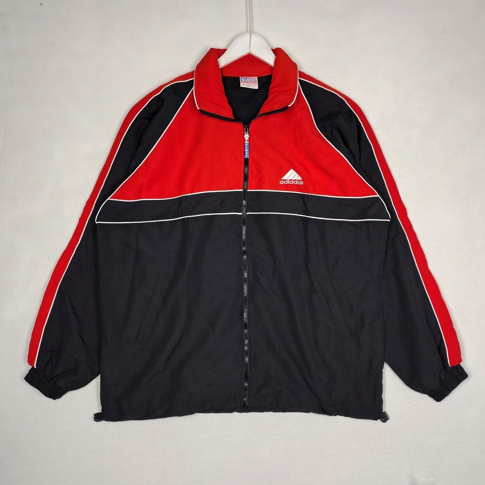 Vintage Simon Track Jacket Mens XL Red Black Windbreaker Colorblock Canada